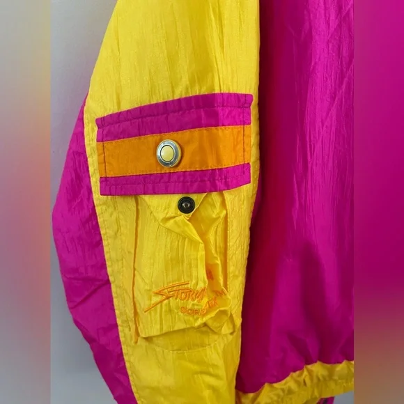 Slalom 80’s Vintage pink and yellow ski puff jacket - Picture 5 of 6